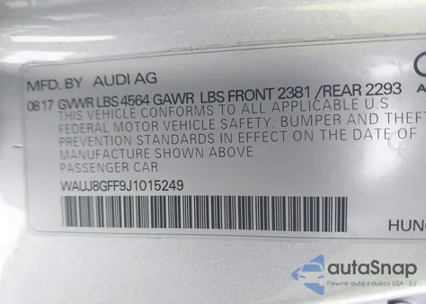 2018 Audi A3 2.0T Premium/2.0T Tech Premium from USA, damaged, VIN WAUJ8GFF9J1015249